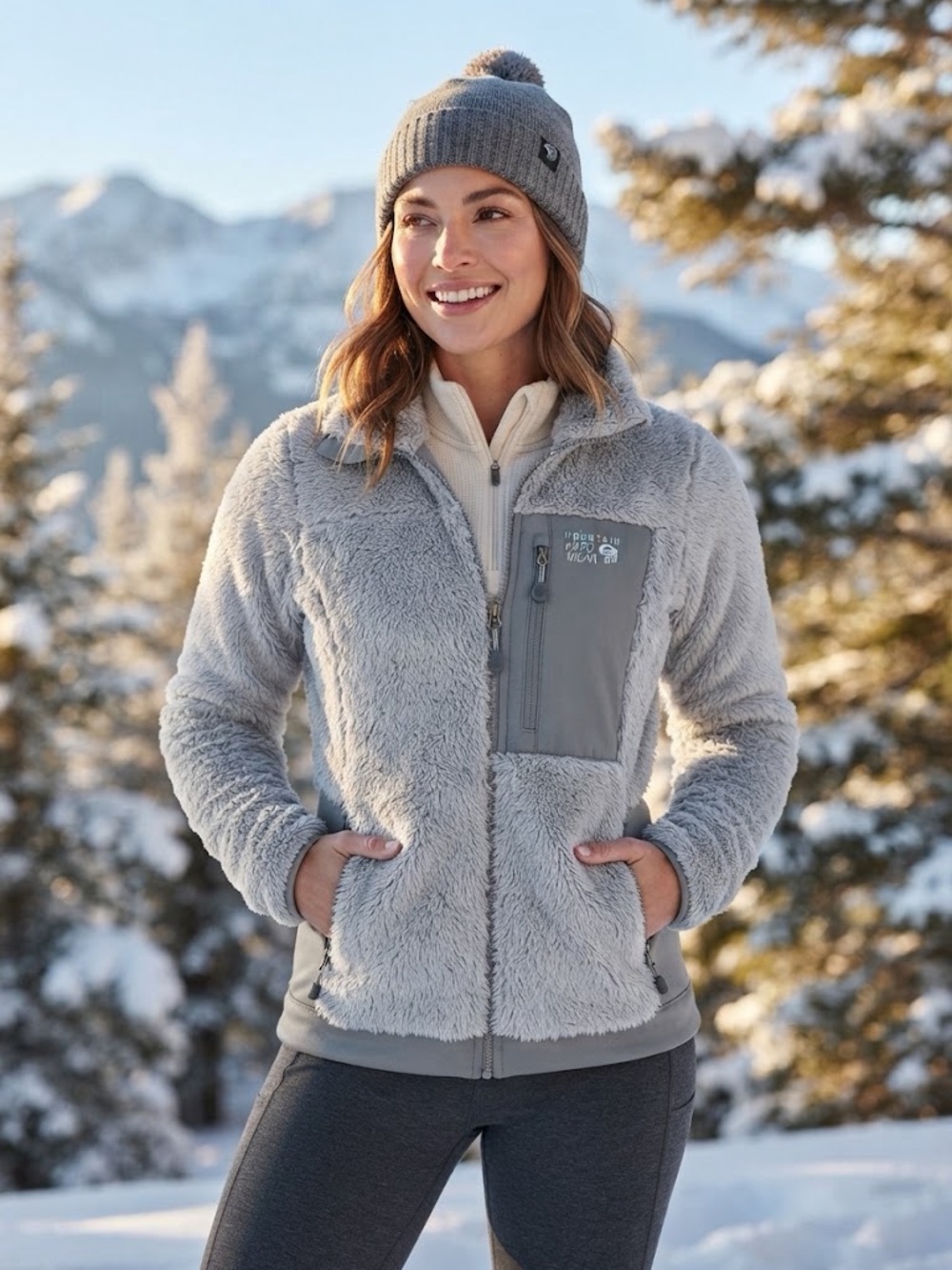 Mountain Hardwear Monkey Woman Fleece Jacket Women Small Gray Full Zip Polartec